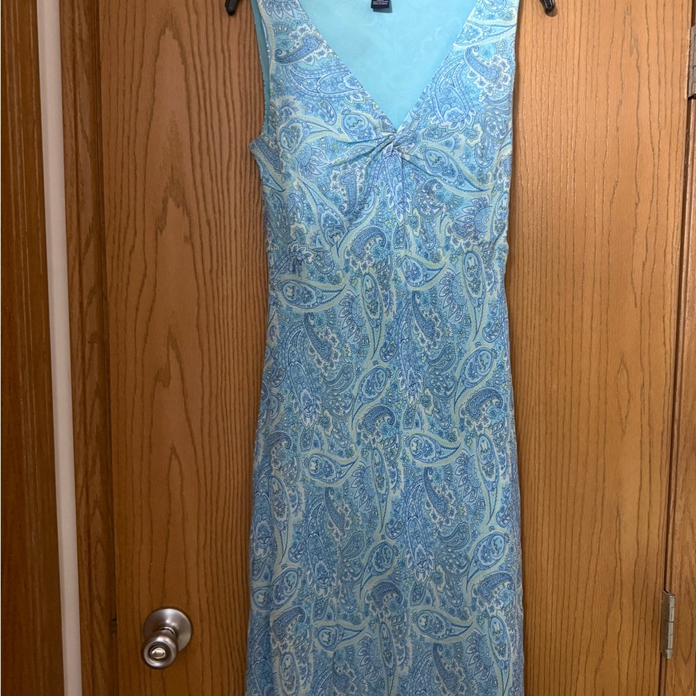 Ann Taylor Light Blue Paisley Maxi Dress